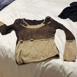 Aris Brown and Gold Women's Crew Neck Sweater